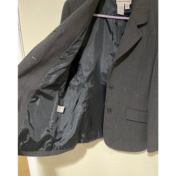 Women's Eddie Bauer Grey Petite 10P 100% Wool Blazer Jacket - Picture 9 of 11